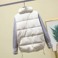 thumbnail image 4 of IROINNID Women's Puffer Vest Solid Color Sleeveless Warm Pocket Vest Coat Short Winter Zipper Outerwear, Beige, 4 of 9