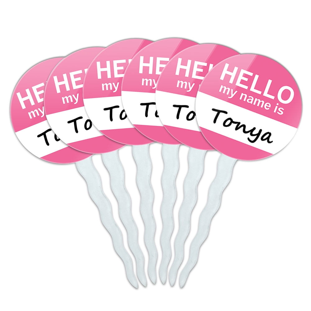 Tonya Hello My Name Is Cupcake Picks Toppers - Set of 6 - Walmart.com