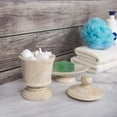 thumbnail image 6 of Creative Home Natural Champagne Marble Pedestal Collection Cotton Ball Holder Storage Jar Container Organizer, Beige, 6 of 7