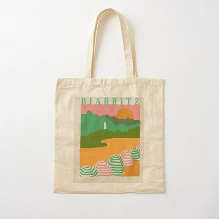 Biarritz Vintage Travel Canvas Tote Bags, Reusable Shopping Bag