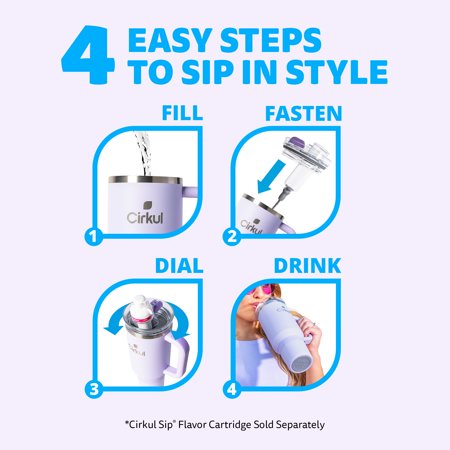 Cirkul 40oz All-Day StrawSip Double-Wall Insulated Stainless Steel Tumbler with Handle, Lilac (Light Purple)