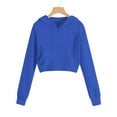 thumbnail image 2 of AWZXDE Girls Hoodies Solid Color Pullover Hooded Long Sleeve Drawstring Pocket Cropped Sweatshirt for Casual Sporty Wear Kids Fashion Apparel Comfort Fit Blue,10-11 Years, 2 of 4
