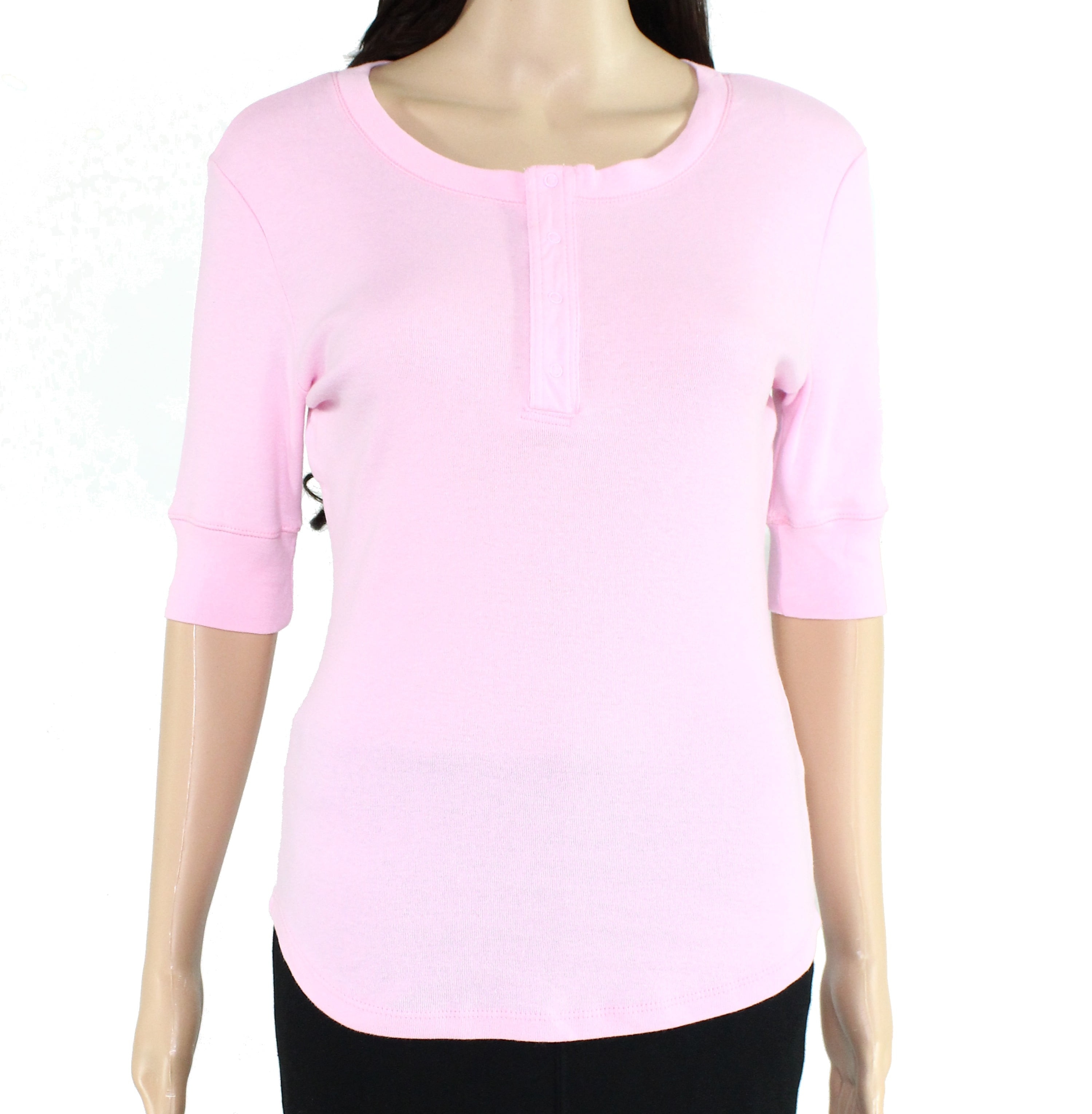 American Apparel - Womens Top Large Baby Rib Knit Henley L ...