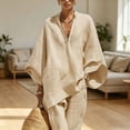 thumbnail image 2 of Viworld Pockets + Batwing Sleeves + High Waist Joggers! Women's Relaxed Fit Two-Piece Set, Casual Vacation Wear Apricot，XS, 2 of 4
