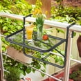 thumbnail image 2 of Outsunny Adjustable Balcony Hanging Railing Table, Metal Mounting Mini Wall Desk Storage Rack, Outdoor Flower Stand Serving Table Rectangle, Black, 2 of 10