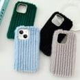 thumbnail image 6 of Compatible with iPhone 15 Plush Case Stripe Pattern Fluffy Fuzzy Furry Warm Plush Phone Case Girly Women Girls Smooth Cozy Winter Soft TPU Warm Hair Fur Shockproof Phone Cover, Khaki, 6 of 10