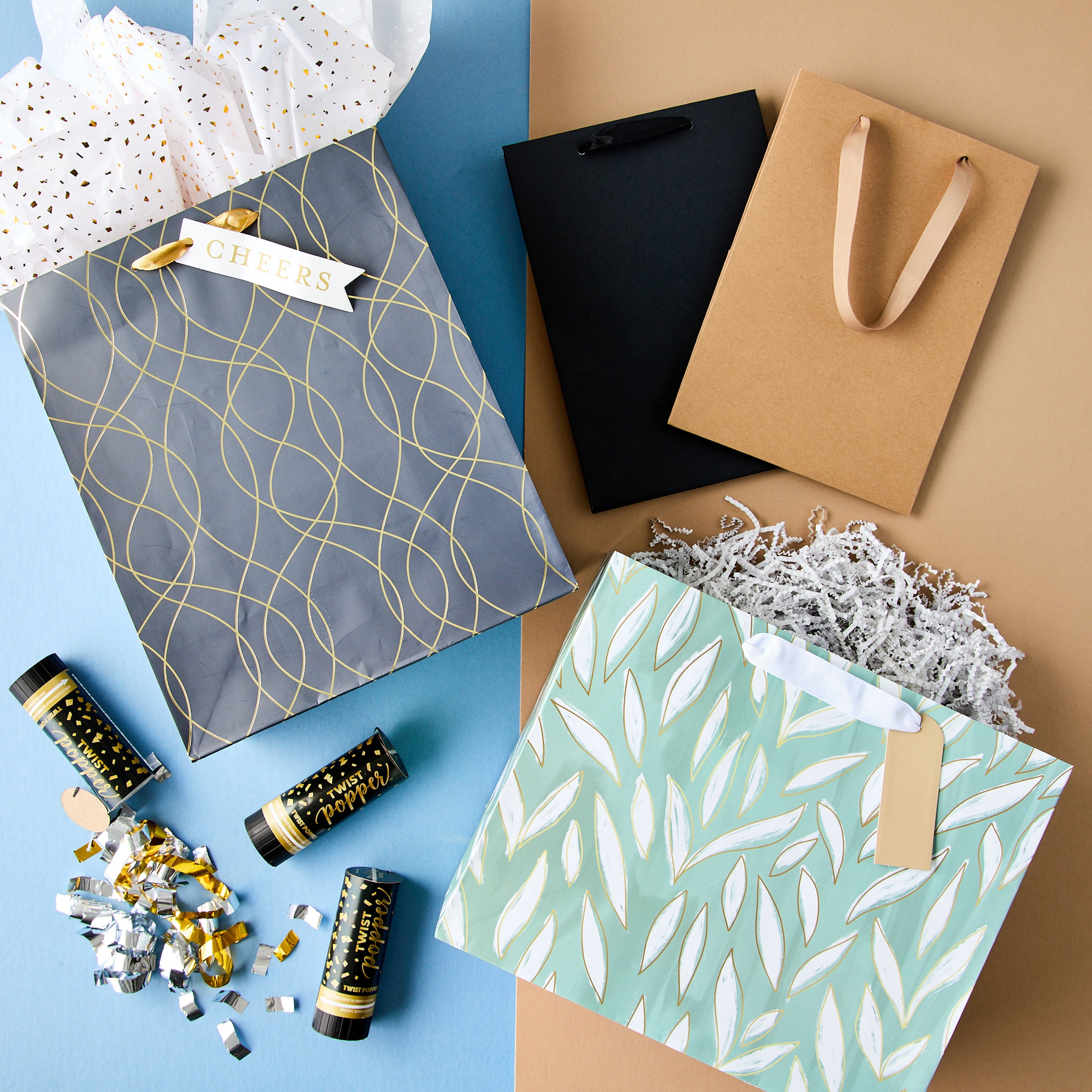 Large Black Gift Bags, 7" x 10", 3 Count, by Way To Celebrate