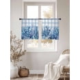 thumbnail image 2 of Summer Coastal Sheer Curtains 45 Inch Length 2 Panels Set, Watercolor Ocean Coral Starfish Conch Blue Plaid Voile Window Treatment Rod Pocket Small Kitchen Curtains Drapes for Bedroom 52"x45"x2, 2 of 7