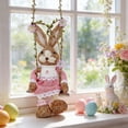 thumbnail image 5 of CuiLiyq Easter Decorations, Spring Hanging Easter Bunny Figurine on Carrot Swing, Cute Farmhouse Decorative Woven Straw Rabbit Statue for Home Indoor Outdoor Craft Adornment Decor (I), 5 of 6