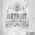 thumbnail image 1 of Detroit Tapestry, Detroit City Typography with Building Letters Transportation and Air Balloon, Fabric Wall Hanging Decor for Bedroom Living Room Dorm, 5 Sizes, Black and White, by Ambesonne, 1 of 1