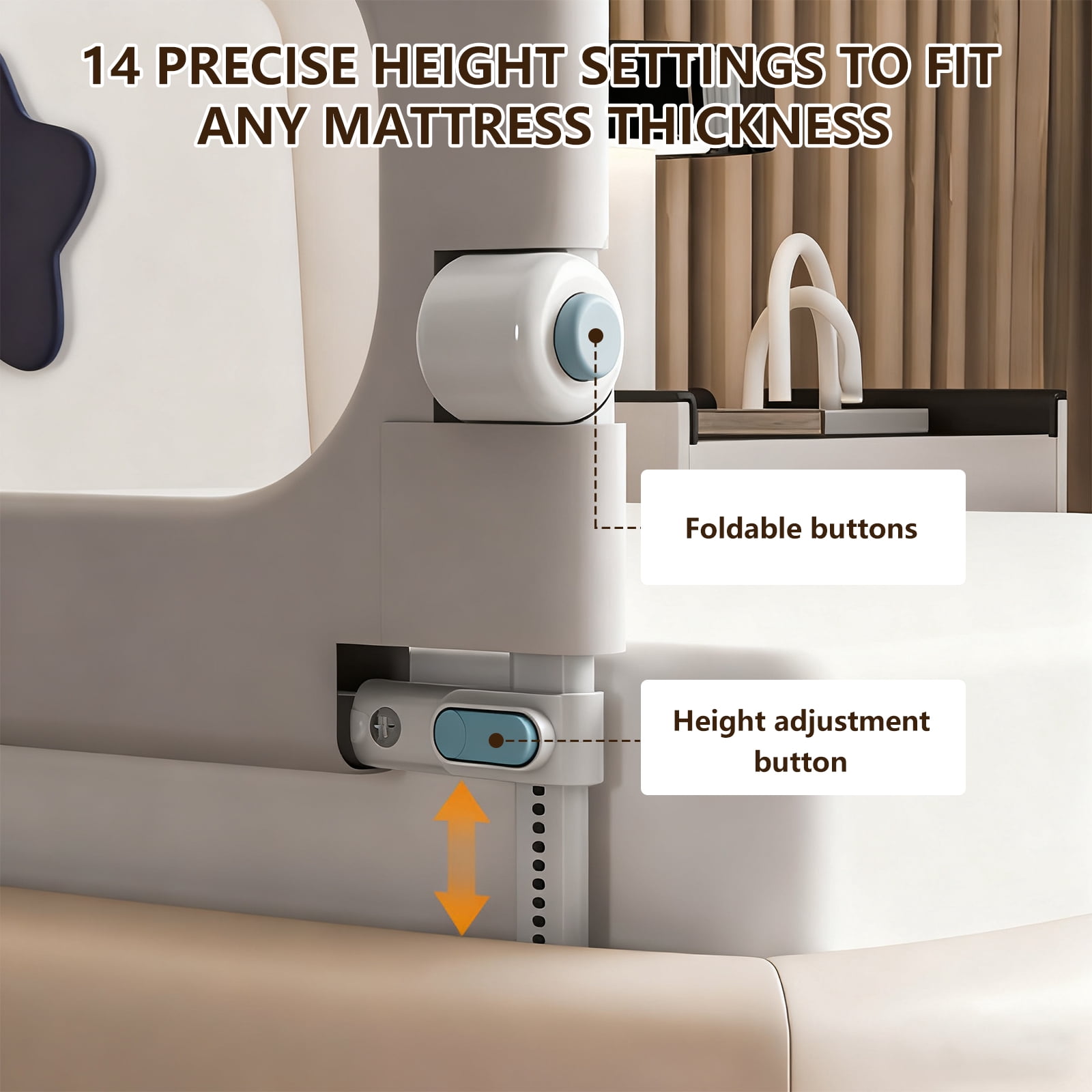 Foldable Toddler Bed Rails - Kids Guard Bumper for Crib Safe Bed Side Rail for Twin Queen King Full Size Beds 48inch
