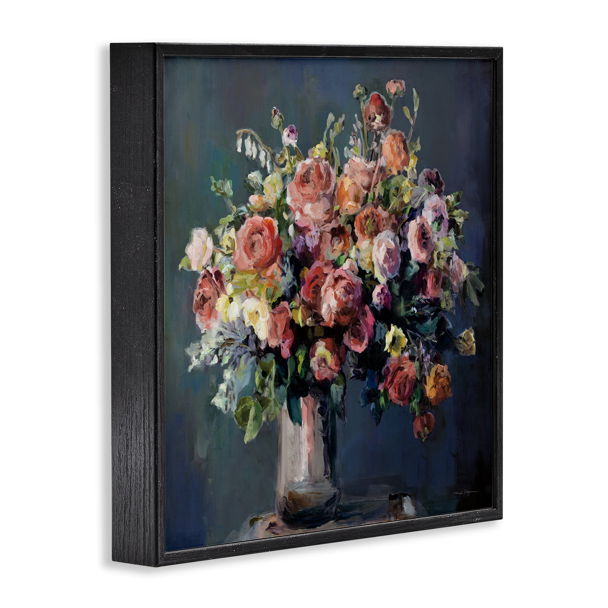 Stupell Industries Abundant Dark Bouquet Botanical & Floral Painting Black Framed Art Print Wall Art, 12 x 12