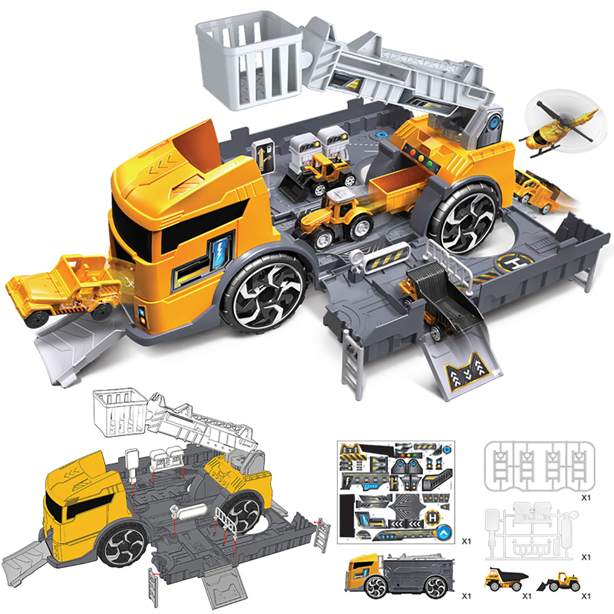 1:24 Scale Truck Car Model Car Engineering Trailer Loader Truck Car Kids Toy Birthday/Holiday Gifts - image 2 of 10