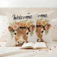 thumbnail image 3 of Floral Cow Outdoor Waterproof Pillow Covers, Botanical Garden Flowers Spring Animal Decorative Square Throw Pillowcase Sofa Cushion Sham for Patio/Couch/Chair, 26"x26" 2 Pack, 3 of 8