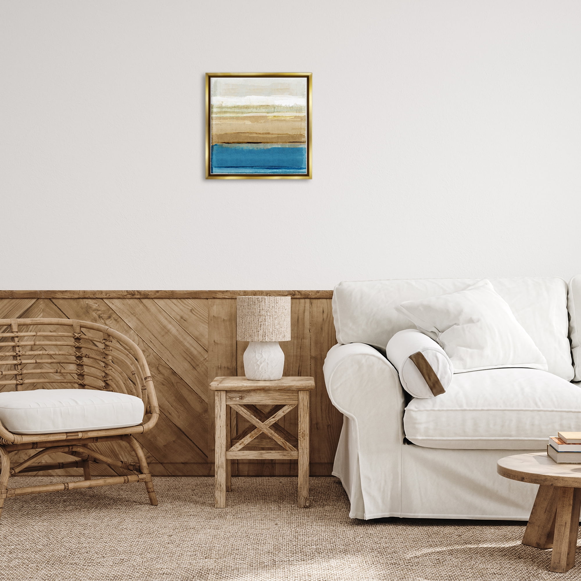 Stupell Industries Nautical Blue Daze Abstract Painting Gold Floater Framed Canvas Art Print Wall Art, 18 x 18