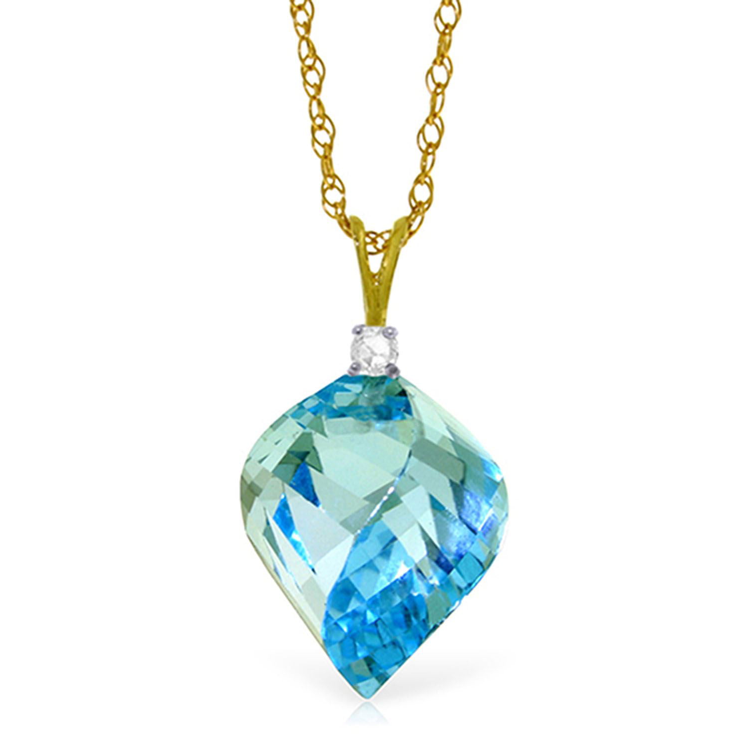 ALARRI 1.4 Carat 14K Solid White Gold Hearts Necklace Natural Blue Topaz Peridot with 20 Inch Chain Length