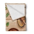 thumbnail image 2 of Tea Party Soft Flannel Fleece Throw Blanket, Herbal Tea Pot with Fresh Herbs Sage Peppermint and Lime on Rustic Wood Planks, Cozy Plush for Indoor and Outdoor Use, 50" x 60", Multicolor, by Ambesonne, 2 of 5