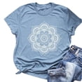 thumbnail image 4 of Camiseta de mujer Blusa de verano con cuello redondo y manga corta floral, azul claro, 3XL Noticed AP002559-30, 4 of 5