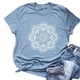 thumbnail image 4 of Camiseta de mujer Blusa de verano con cuello redondo y manga corta floral, azul claro, XXL Sweethay AP002559-29, 4 of 5