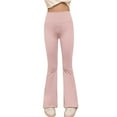 thumbnail image 3 of Girls High Waisted Slim Fit Flared Pants Spring Fall Casual Trousers Korean Style Yoga Flare Leggings for Kids Soft Comfortable Workout, 3 of 6