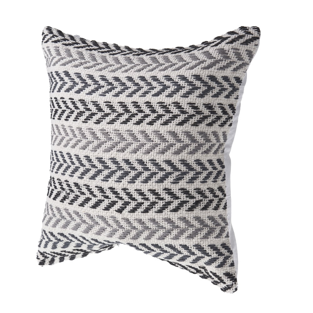 Ox Bay Black Chevron Organic Cotton Square 2 Piece Pillow Feather Filled Set