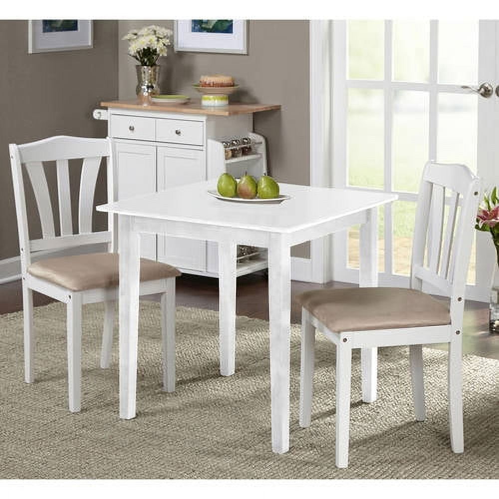 TMS Metropolitan 3 -Piece Durable Wood Farmhouse Dining Set with Table and Chairs, White