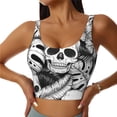 thumbnail image 3 of Goofa Skull and palm leaves Printed Sports Bras for Women, High Impact Running Bra Workout Crop Tank Tops Longline Sports Bra Push up-Large, 3 of 9