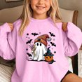 thumbnail image 6 of DJDLJWCJ Girls Halloween Fleece Sweatshirt Long Sleeve Crew Neck Oversized Graphic Pullover Kids Fall Casual Halloween Sweatshirts Pink Size 2T, 6 of 7