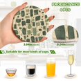 thumbnail image 2 of Yayeee 6 PCS Drink Coasters with Holder Set Woven Absorbent Round Tabletop Hot Pad, Green Geometric, 2 of 7