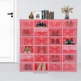 thumbnail image 3 of 24 Pack Shoe Boxes,Stackable Clear Shoe Boxes Flip Lid Shoe Boxes Boot Storage Organizer Shoe Cabinet & Shoe Cupboard for Homes, Cloakrooms for Storing Flats, Slippers, Casual Shoes (Pink), 3 of 13