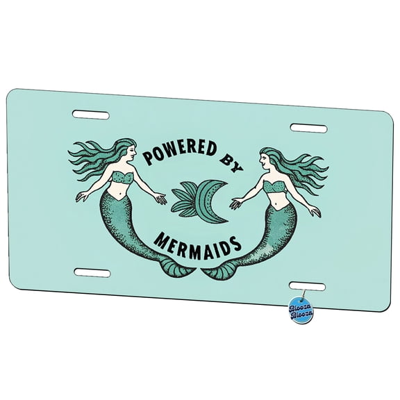 Powered By Mermaids Metal Novelty License Plate