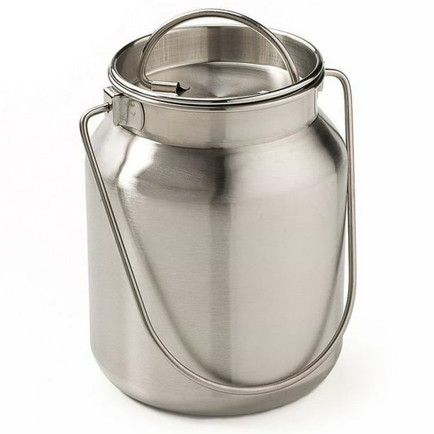 Functional and Decorative Stainless Steel Milk Can 8 3/4" H 1 Gallon