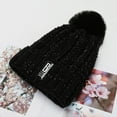 thumbnail image 4 of Sinhoon Womens Pom Beanie Hat Scarf Set Girls Cute Winter Ski Hat Slouchy Knit Cap with Fleece Lined Black, 4 of 7