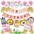 thumbnail image 1 of Juego de globos, 36 unidades, láminas de látex blanco y rosa con forma de animales para fiestas, 1 of 1