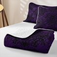 thumbnail image 4 of Erosebridal Boho Gothic Skull Twin Quilt Set for Women Girls, Vintage Purple Damask Floral Twin Coverlet Set, 2 Pieces, 4 of 7