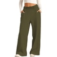 thumbnail image 5 of Girls Solid Stretch Casual Pants with Elastic Waist Full Length Play Pants for Kids Army Green 5 Years-6 Years, 5 of 5