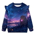 thumbnail image 6 of DISNIMO Capybara Printed Sweatshirt for Girls Long Sleeve Pullover Tops Cozy Sweater Lightweight T-Shirts for Fall Winter 5-6 Years, 6 of 7