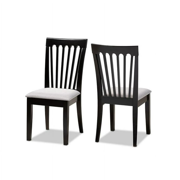 Baxton Studio Minette Modern and Contemporary Gray Fabric Upholstered and Espresso Brown Finished Wood 2-Piece Dining Chair Set