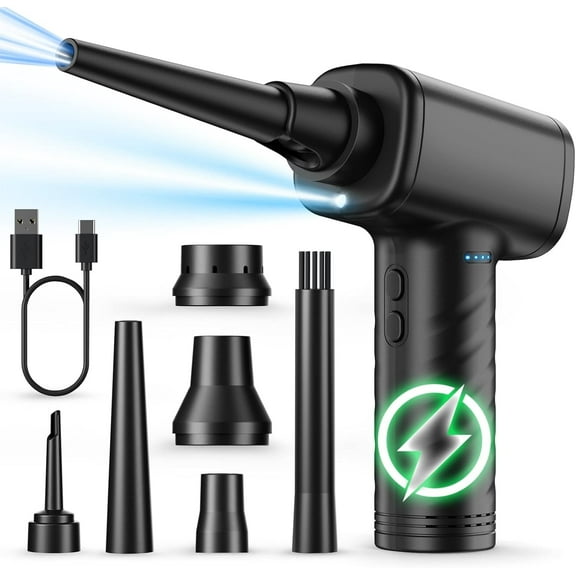 11-in-1 Compressed Air Duster, 3-Gear Adjustable with 120000 RPM Electric Air Duster, Reusable Keyboard Cleaner