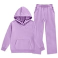 thumbnail image 5 of LIJCC Girls Sweatsuit 2 Piece Tracksuit Solid Color Outfits - Hoodie Sweatshirts and Jogger Sweatpants with Pockets Fall Winter Clothing Fashion Sets, 5 of 6