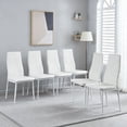 thumbnail image 2 of LHYY Modern Dining Chair Fireproof Leather Sprayed Metal Pipe Diamond Grid Pattern Restaurant Home Conference Chair Set (6 packs) white, 2 of 8