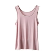 JGGSPWM Womens Supersoft Tank Tops Petite Camisole Stretch Casual Summer Cami Crewneck Solid Sleeveless Tanks Shirts Pink XXL