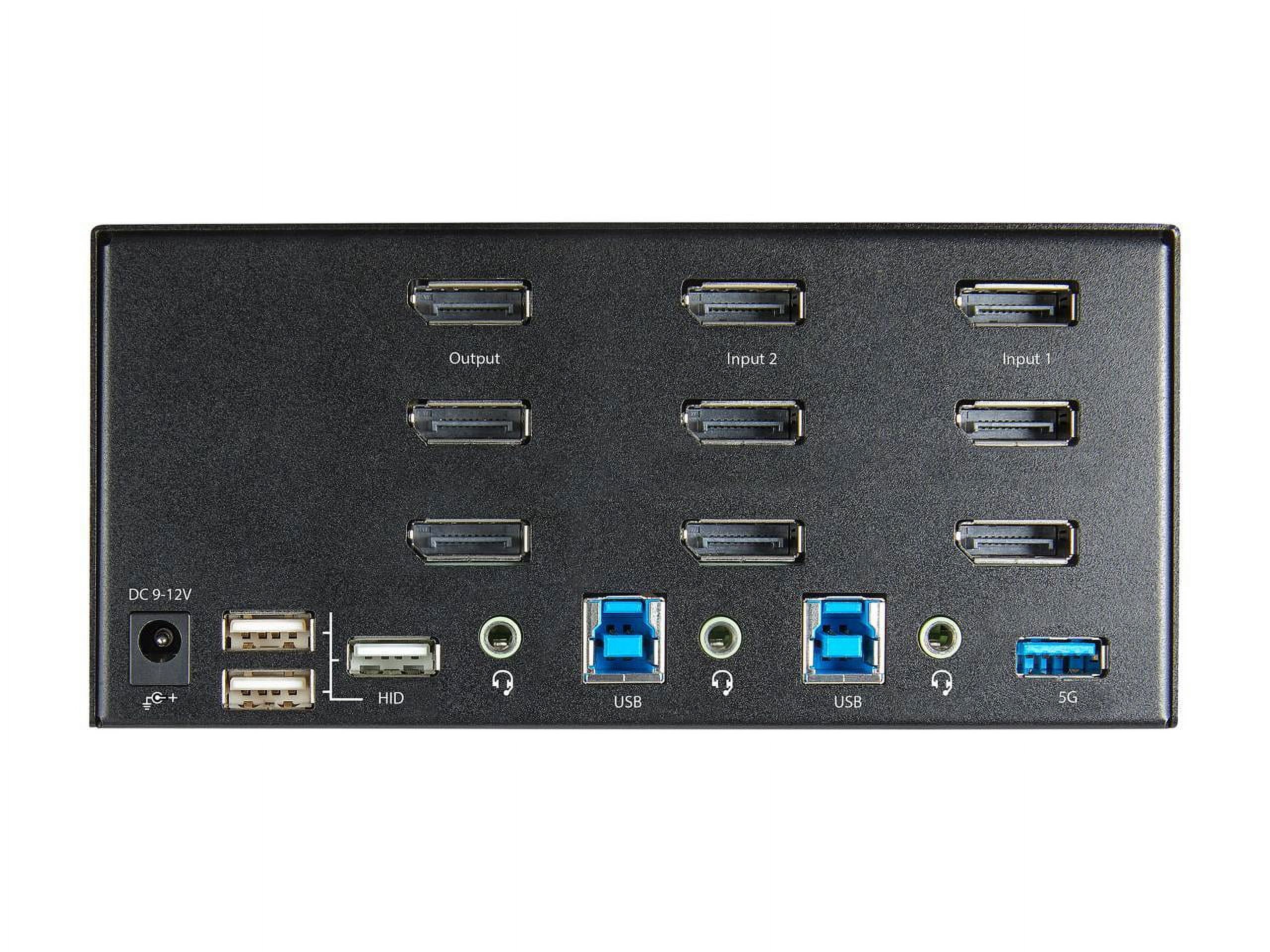 StarTech.com 2 Port Triple Monitor DisplayPort KVM Switch 4K 60Hz UHD HDR, DP 1.2 KVM Switch, 2-Pt USB 3.0 Hub, 4x USB HID, Audio, Hotkey