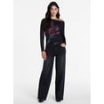 thumbnail image 2 of Madden NYC Women’s Asymmetrical Mesh Top with Long Sleeves, Sizes XXS-XXL, 2 of 5