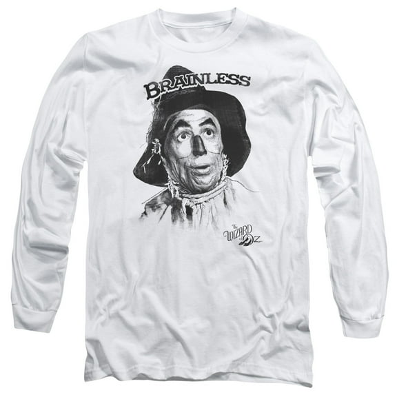 Trevco Sportswear OZ103-AL-3 Wizard of Oz Brainless Adult Long Sleeve T-Shirt, White - Large