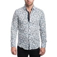 thumbnail image 3 of Men's Cotton Dress Shirt Button Long Sleeve Modern Fit Light Blue Paisley S, 3 of 3