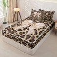 thumbnail image 2 of Homewish Chic Leopard Print Zipper Twin Comforter Sets with Fitted Sheet and 2 Pillowcases,Light Brown Bowknot Print Zipper Bedding Set For Bow Lovers,Lightgray Reversible,4-Piece, 2 of 7