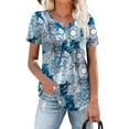 thumbnail image 6 of Traleubie Womens Plus Size Tunic Tops Short Sleeve Casual Floral Henley Shirts L-4XL, 6 of 6