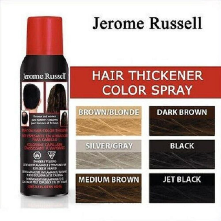 Jerome Russell Spray On Hair Color Thickener, Jet Black, 3.5 Oz 