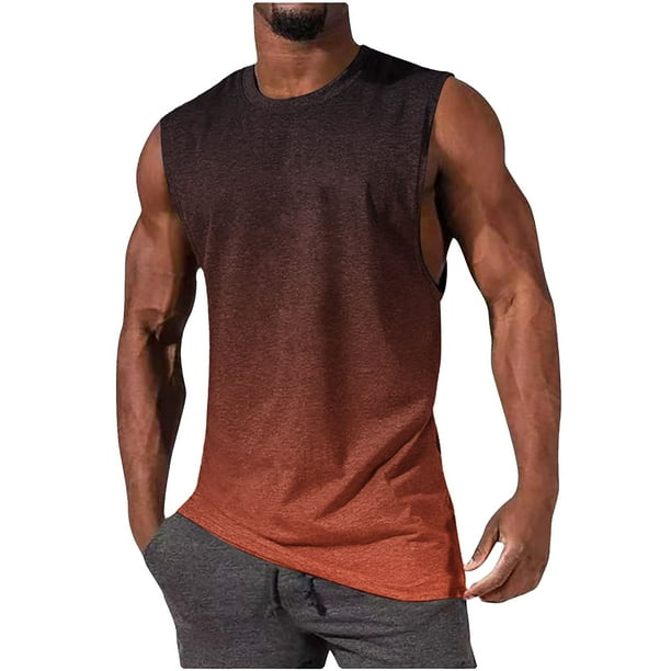 Hombres Moda Casual Impresión Suéter Cuello Redondo Tanque Deportivo